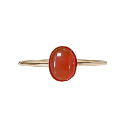 MXW natural oval carnelian July birthstone stacking ring in 14K gold-filled metal