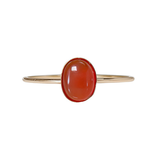 MXW natural oval carnelian July birthstone stacking ring in 14K gold-filled metal