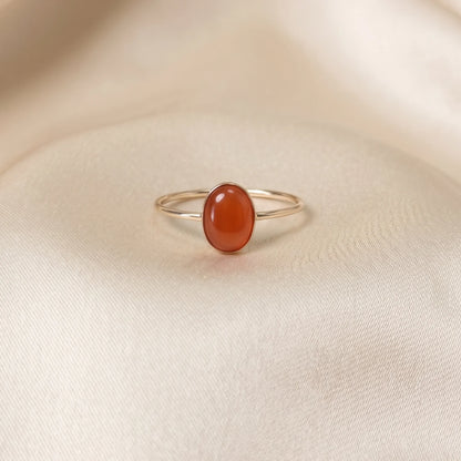 MXW natural oval carnelian July birthstone stacking ring in 14K gold-filled metal