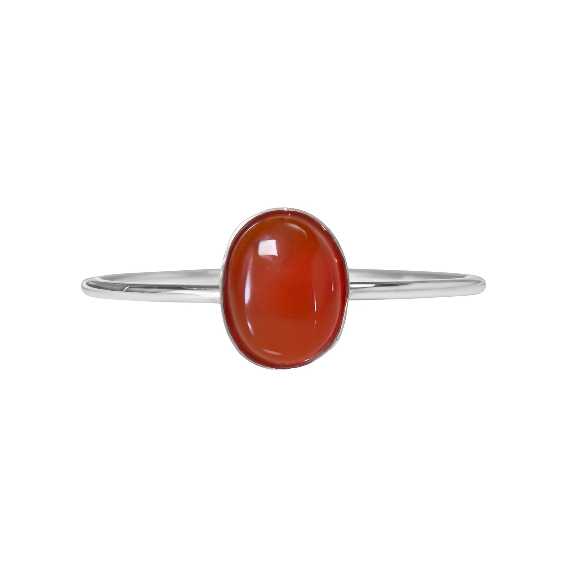 MXW natural oval carnelian July birthstone stacking ring in 925 sterling silver metal