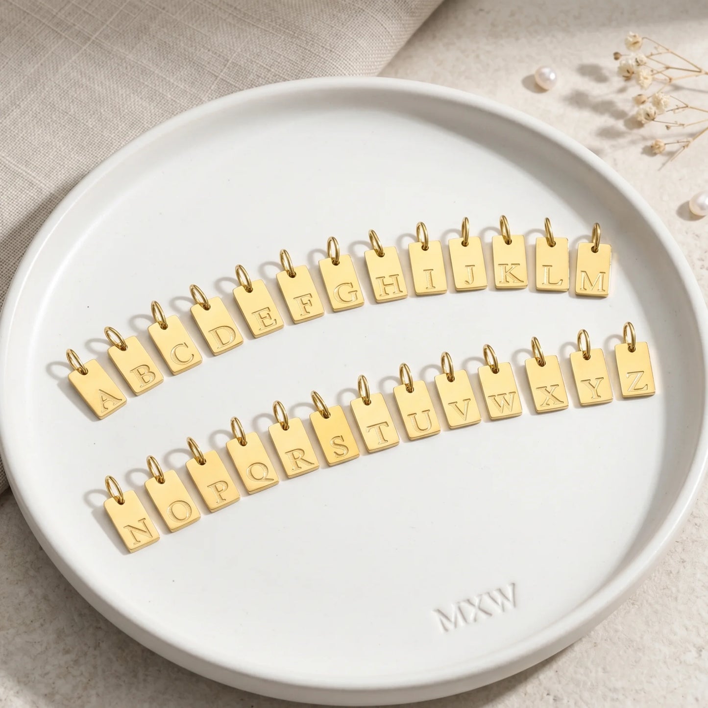 mxw jewellery initial tag 26 letters gold