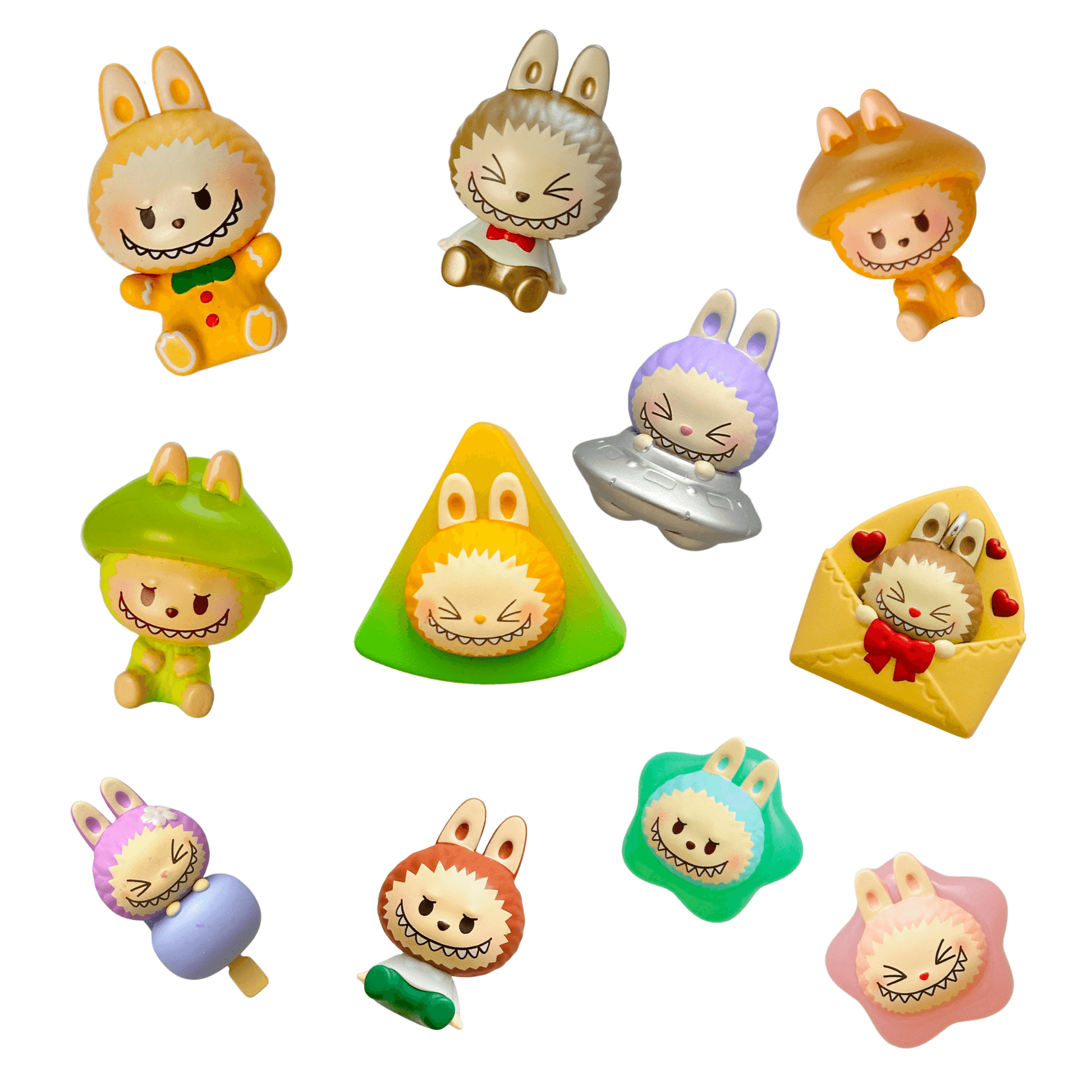 Labubu Pop Mart Pop Bean collectible figures with keychain compatibility, featuring fun and cute designs.