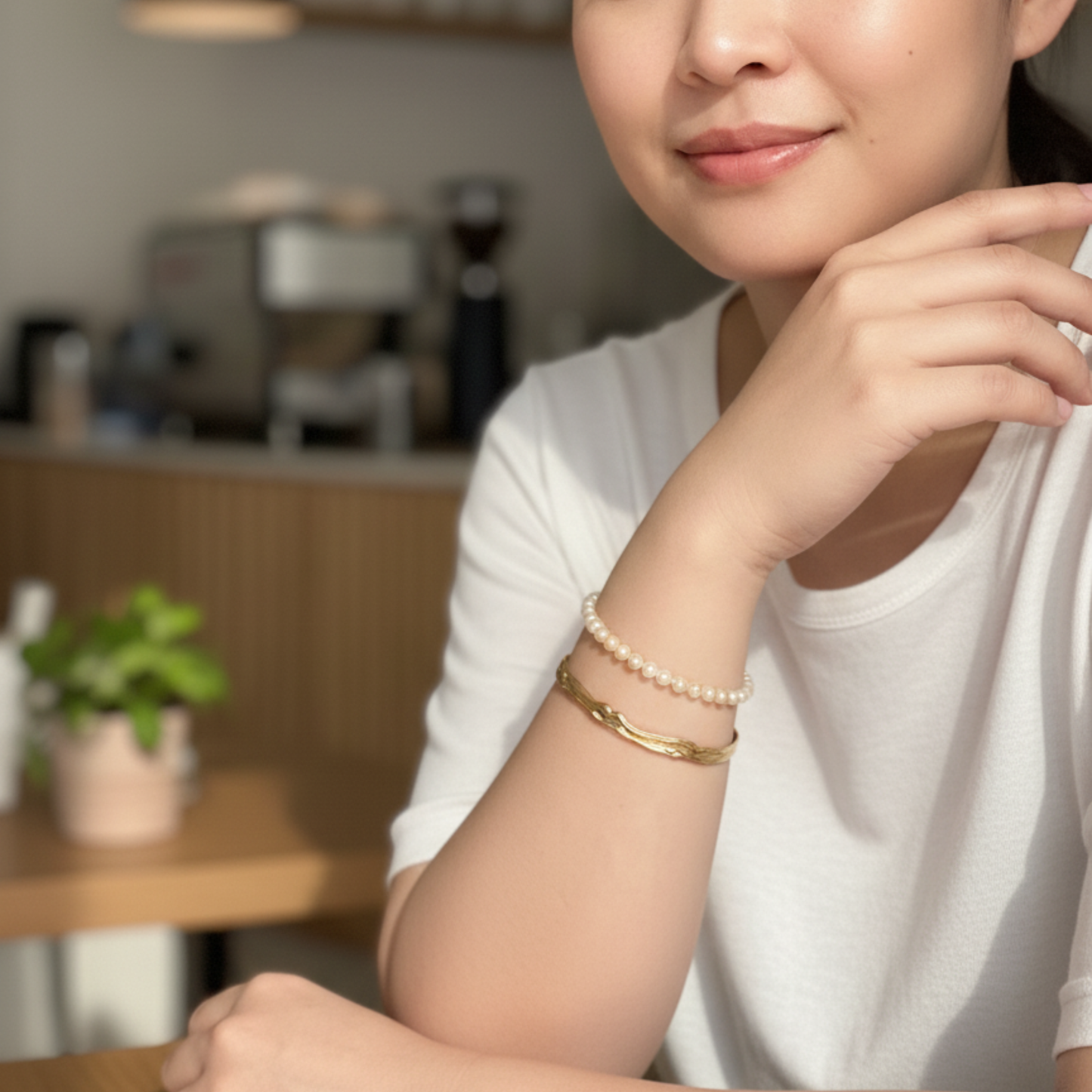 Gold textured cuff bracelet with molten, organic design.