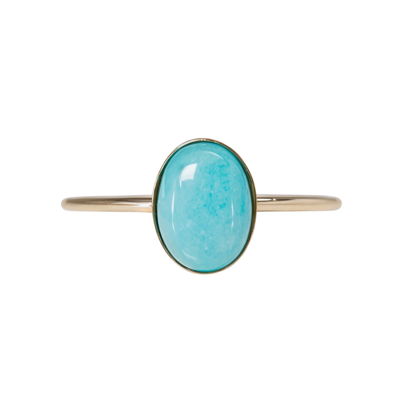  MXW natural oval amazonite March birthstone stacking ring in 14K gold-filled metal