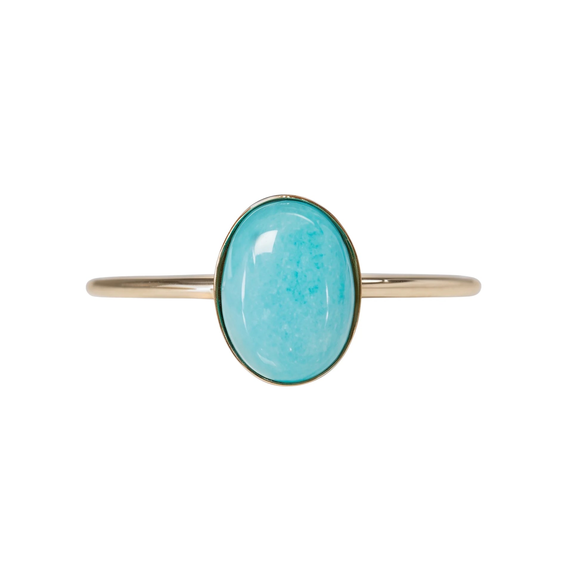  MXW natural oval amazonite March birthstone stacking ring in 14K gold-filled metal