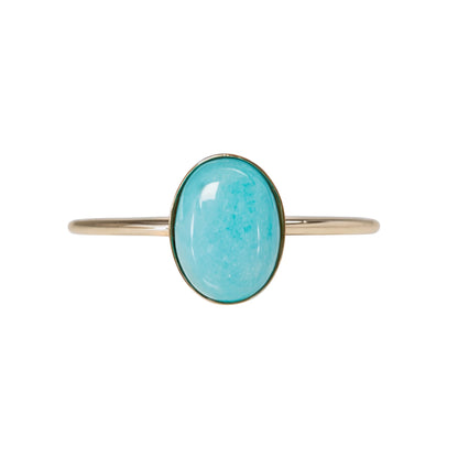  MXW natural oval amazonite March birthstone stacking ring in 14K gold-filled metal