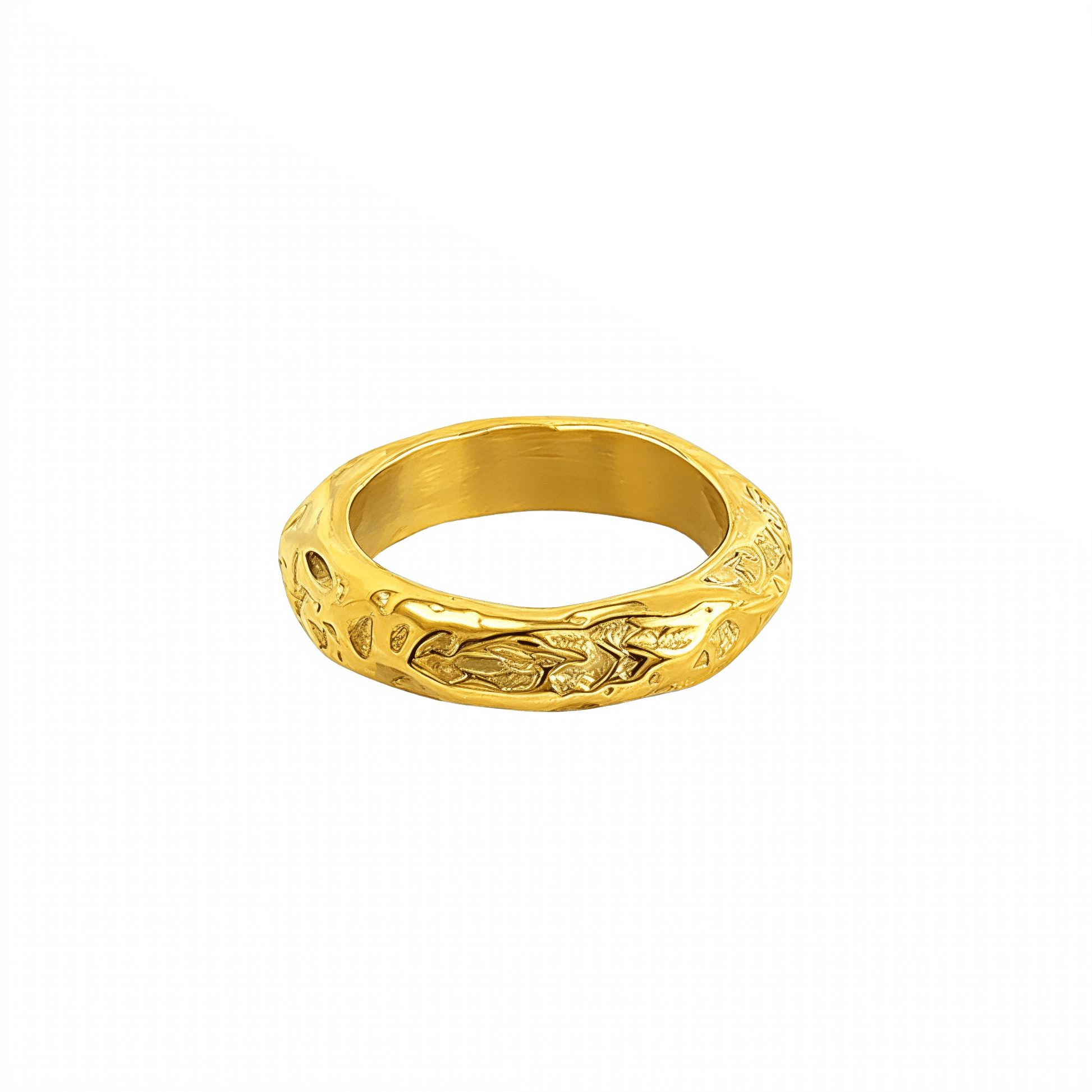 gold textured ring on white background – waterproof jewellery by MXW