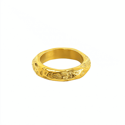 gold textured ring on white background – waterproof jewellery by MXW