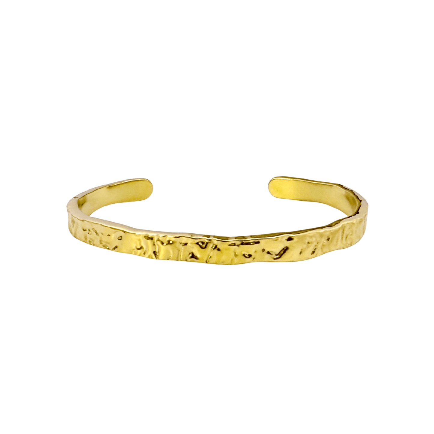 gold molten wave cuff bracelet with textured finish, adjustable and elegant design