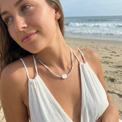 Morganite Strength Baroque Pearl Necklace – MXW Jewellery