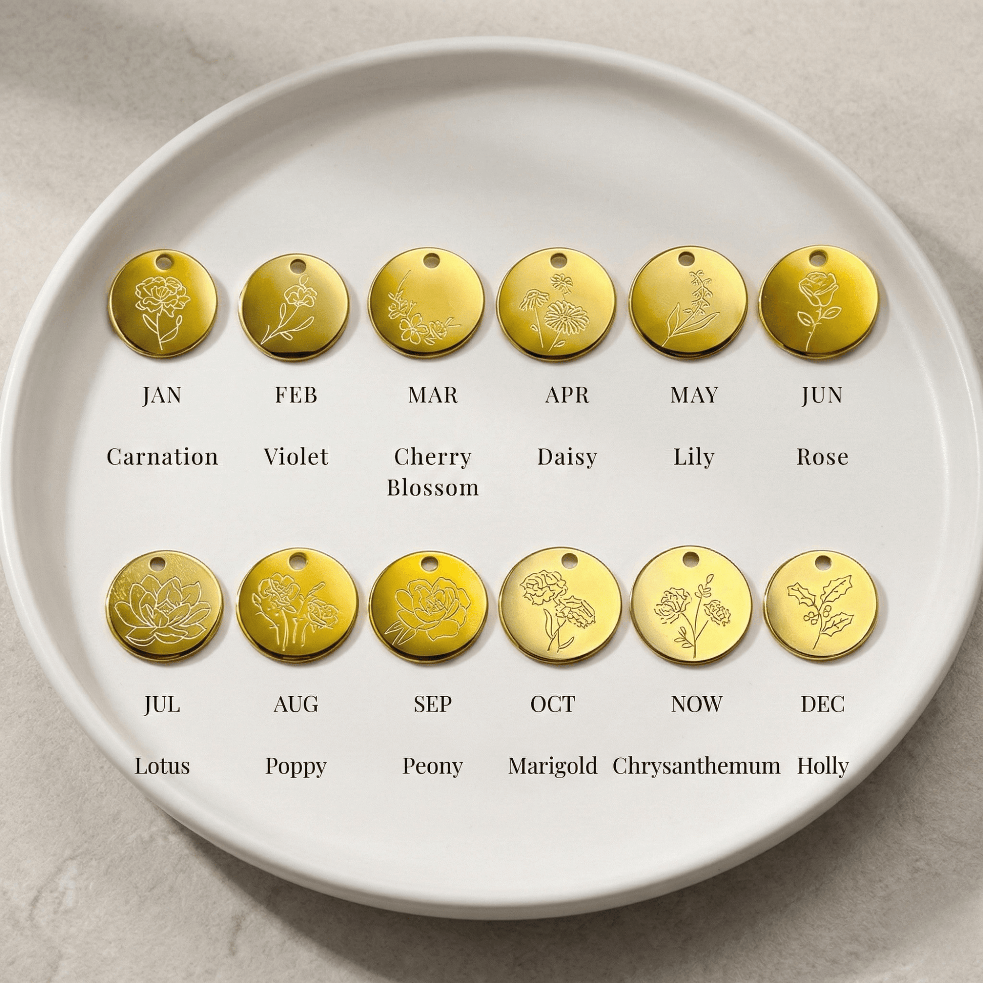 mxw jewellery engraved birth flower chart