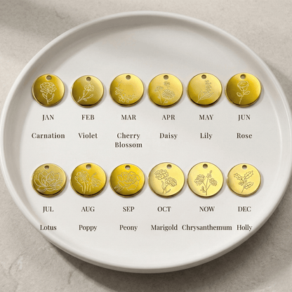 mxw jewellery engraved birth flower chart