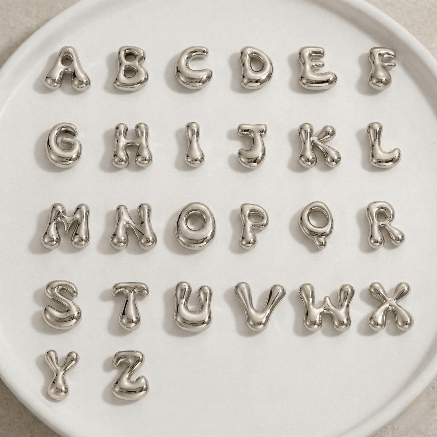 Amazonite Silver Bubble Initial Necklace