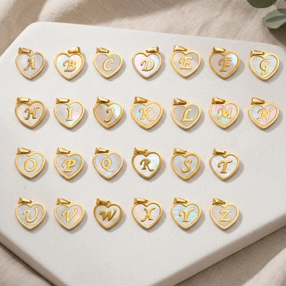 mxw jewellery heart shell initial letters