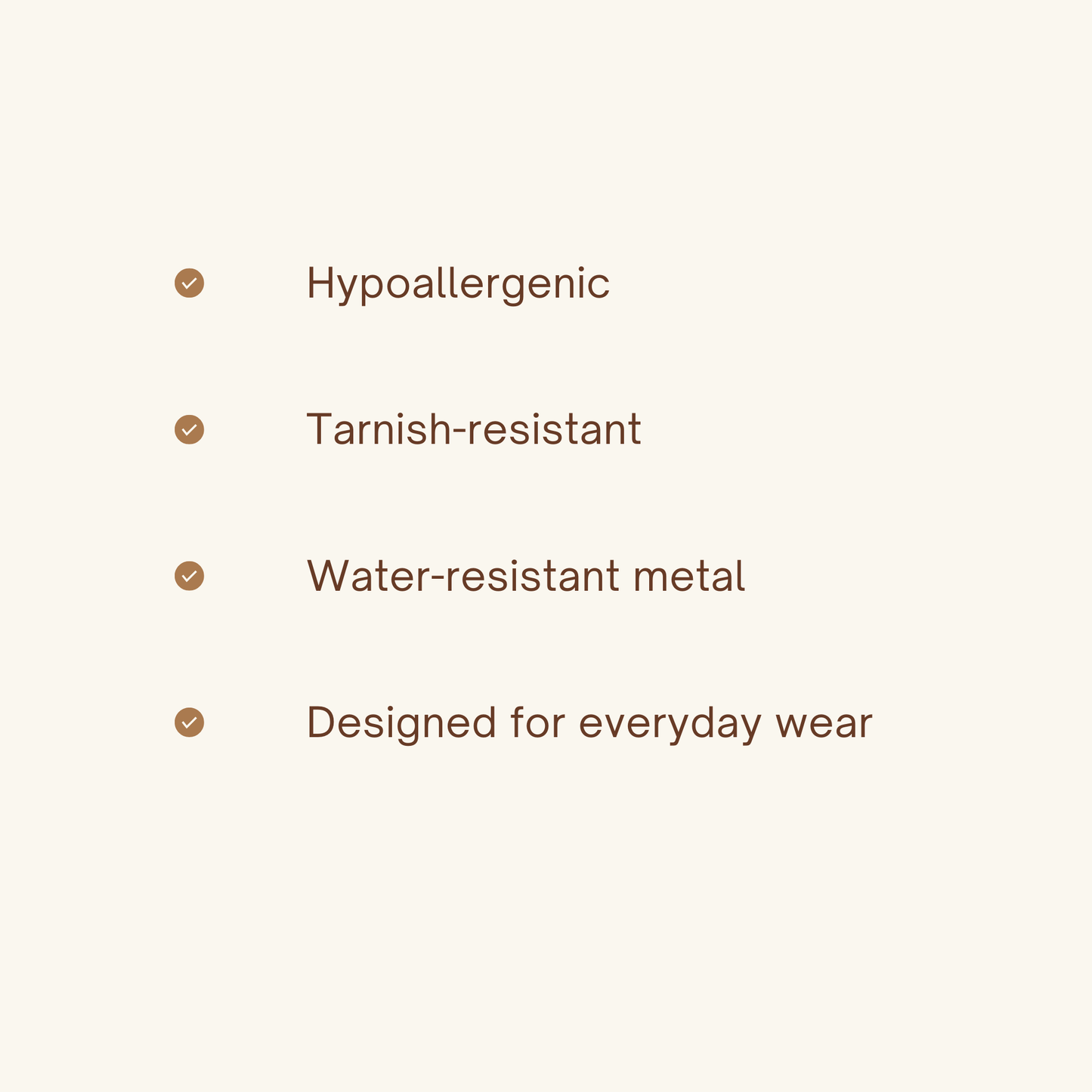 Waterproof jewellery features – hypoallergenic, tarnish-resistant metal – MXW Jewellery