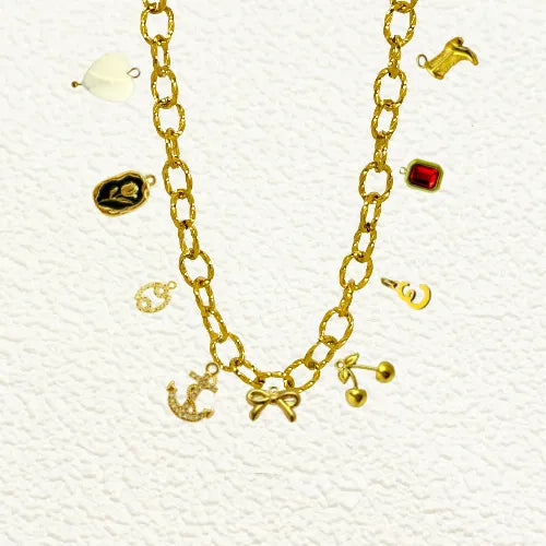 Custom Extra Thick Linked Chain Charm Necklace