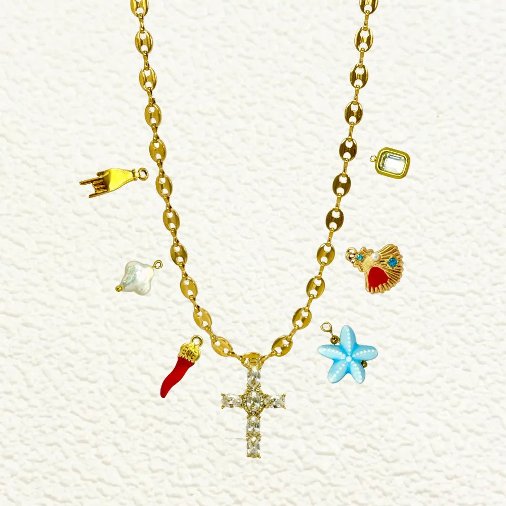 Custom Thick Linked Chain Charm Necklace