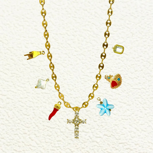 Custom Thick Linked Chain Charm Necklace