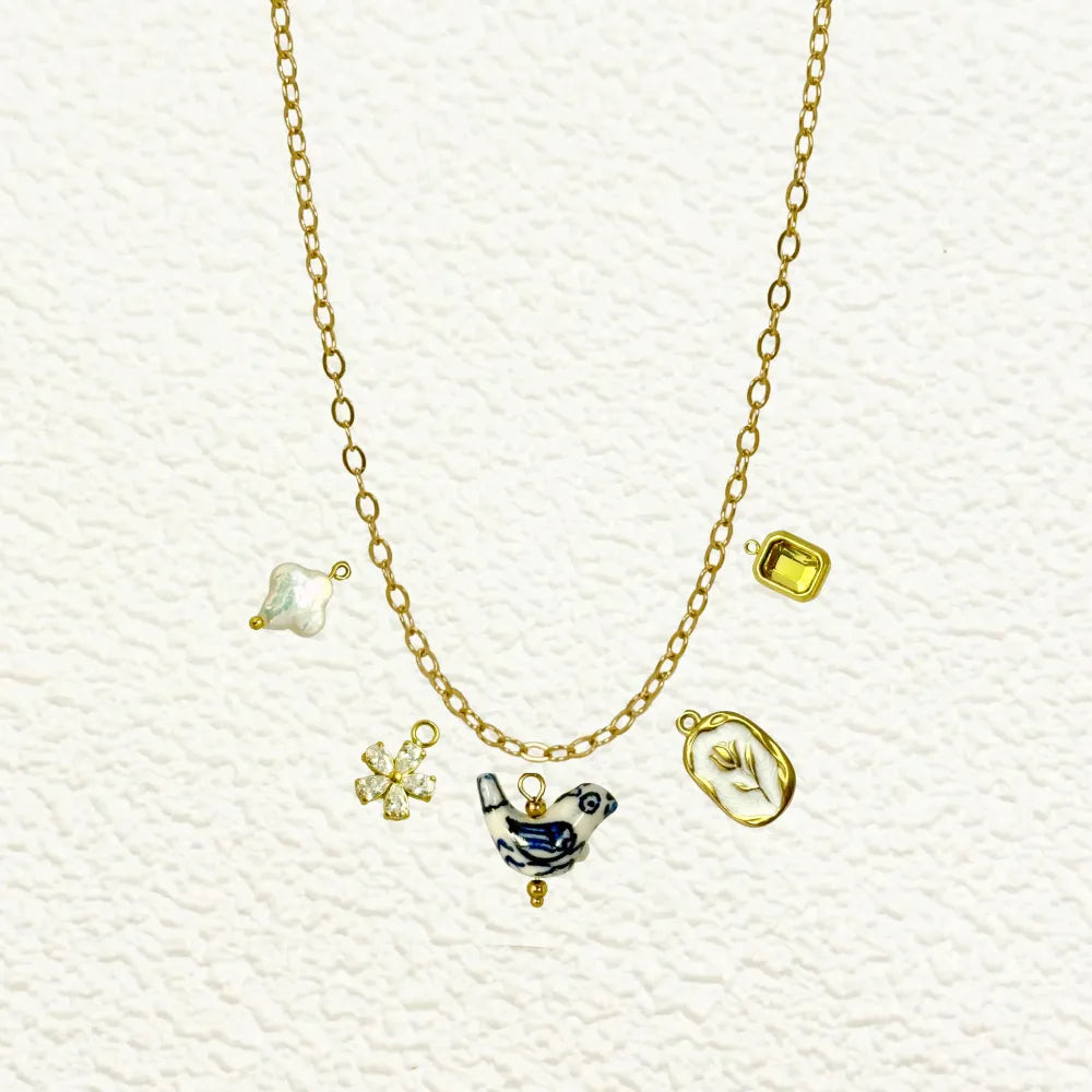 Custom Medium Thick Linked Chain Charm Necklace