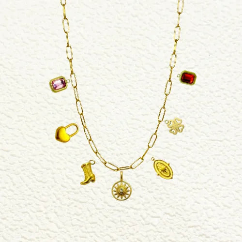 Custom Medium Thick Linked Chain Charm Necklace