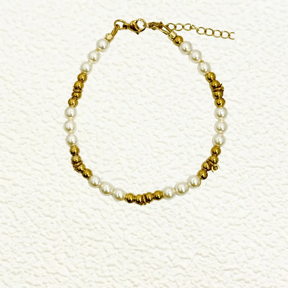 Custom Pearl Charm Bracelet with Swarovski Crystal Elements