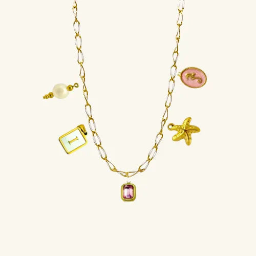 Custom Enamel Gold Charm Necklace