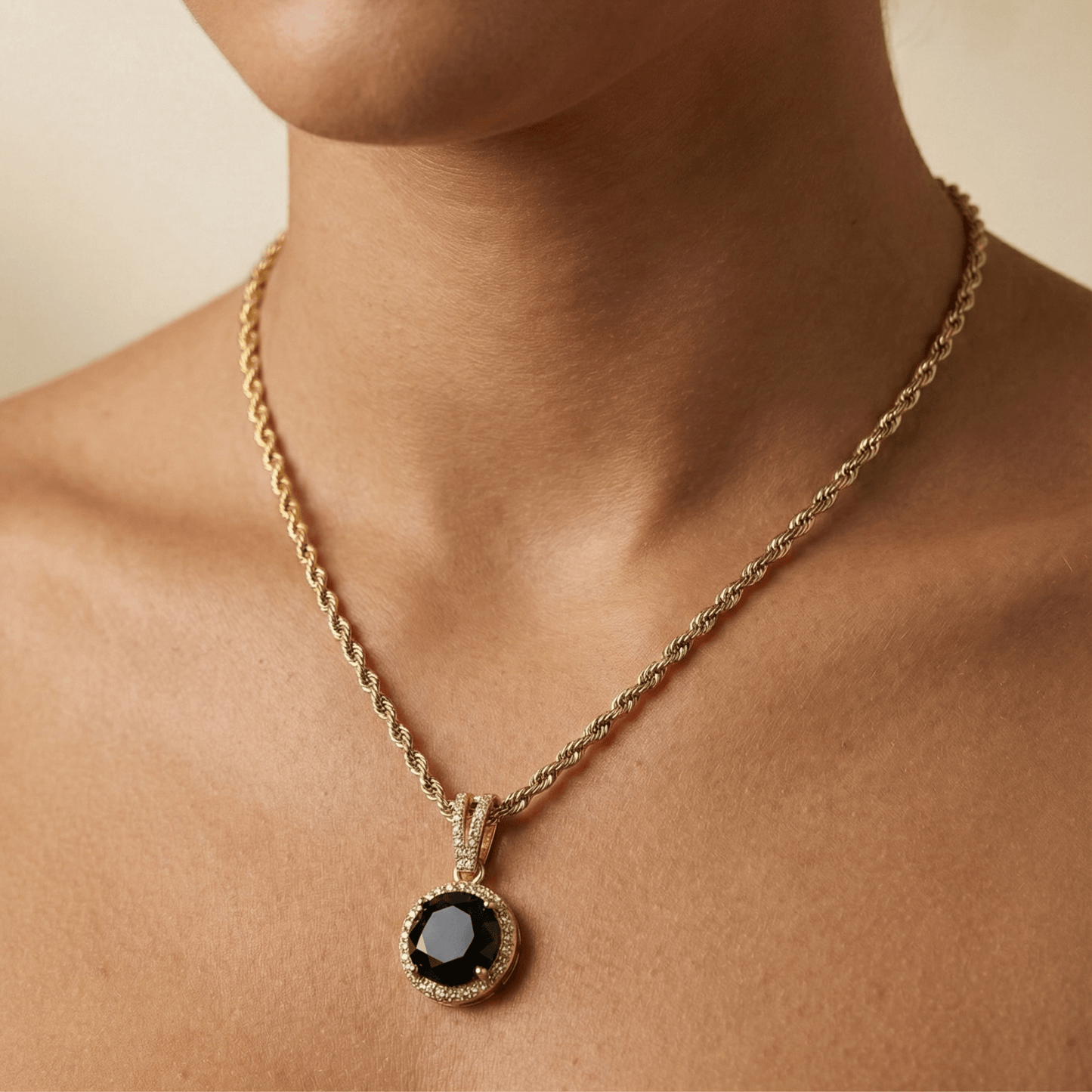 Noir Halo Zircon Rope Chain Necklace – MXW Jewellery