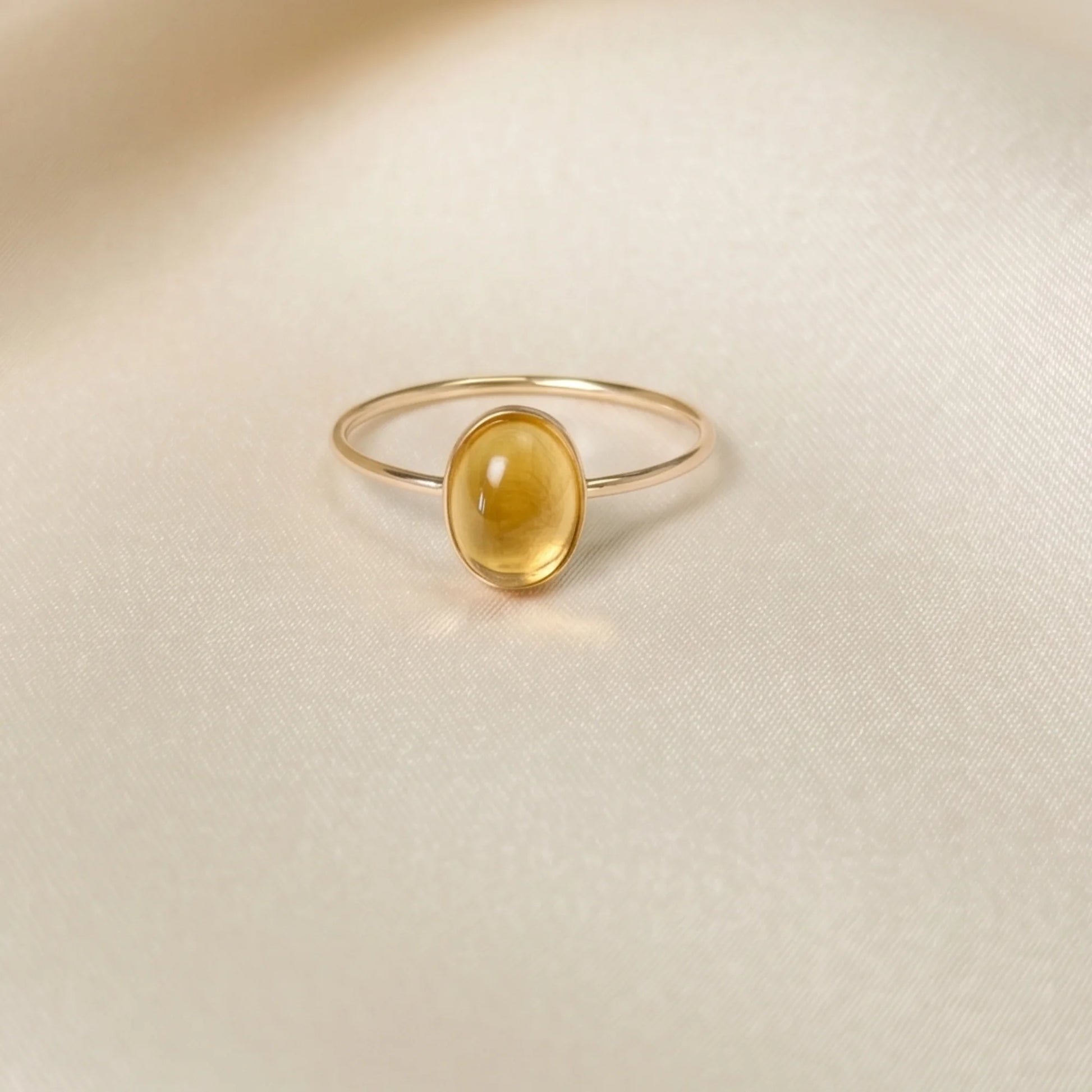 MXW natural oval citrine November birthstone stacking ring in 14K gold-filled metal