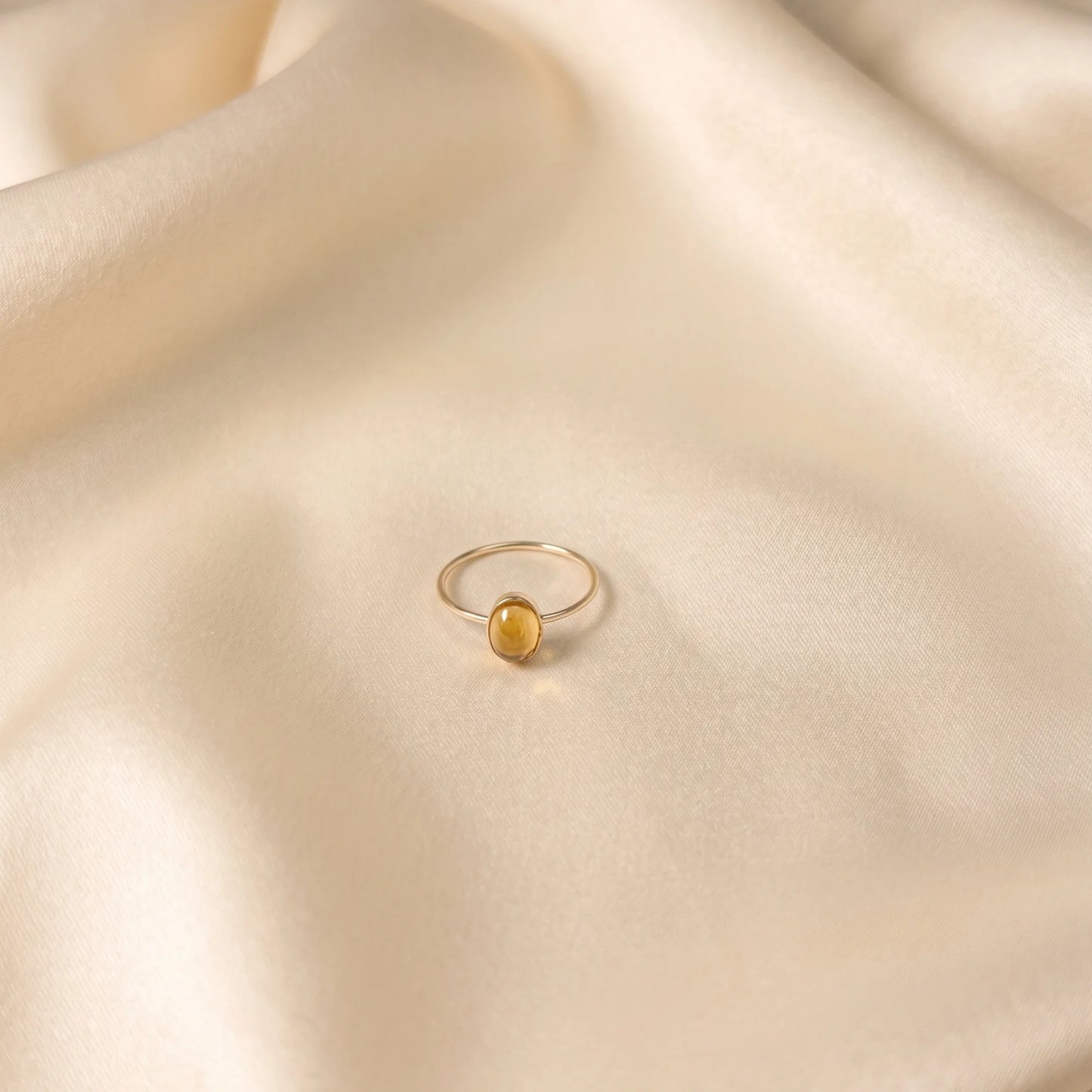 MXW natural oval citrine November birthstone stacking ring in 14K gold-filled metal