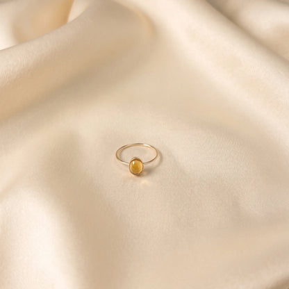 MXW natural oval citrine November birthstone stacking ring in 14K gold-filled metal