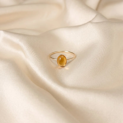 MXW natural oval citrine November birthstone stacking ring in 14K gold-filled metal