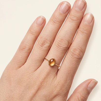 MXW natural oval citrine November birthstone stacking ring in 14K gold-filled metal
