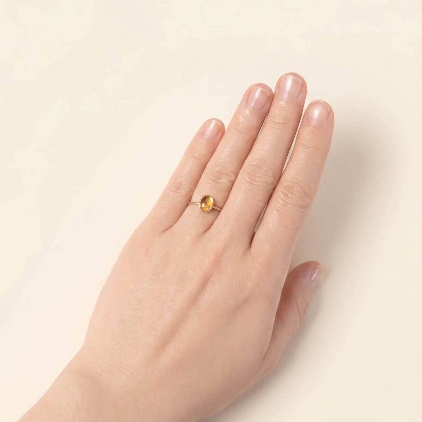 MXW natural oval citrine November birthstone stacking ring in 14K gold-filled metal