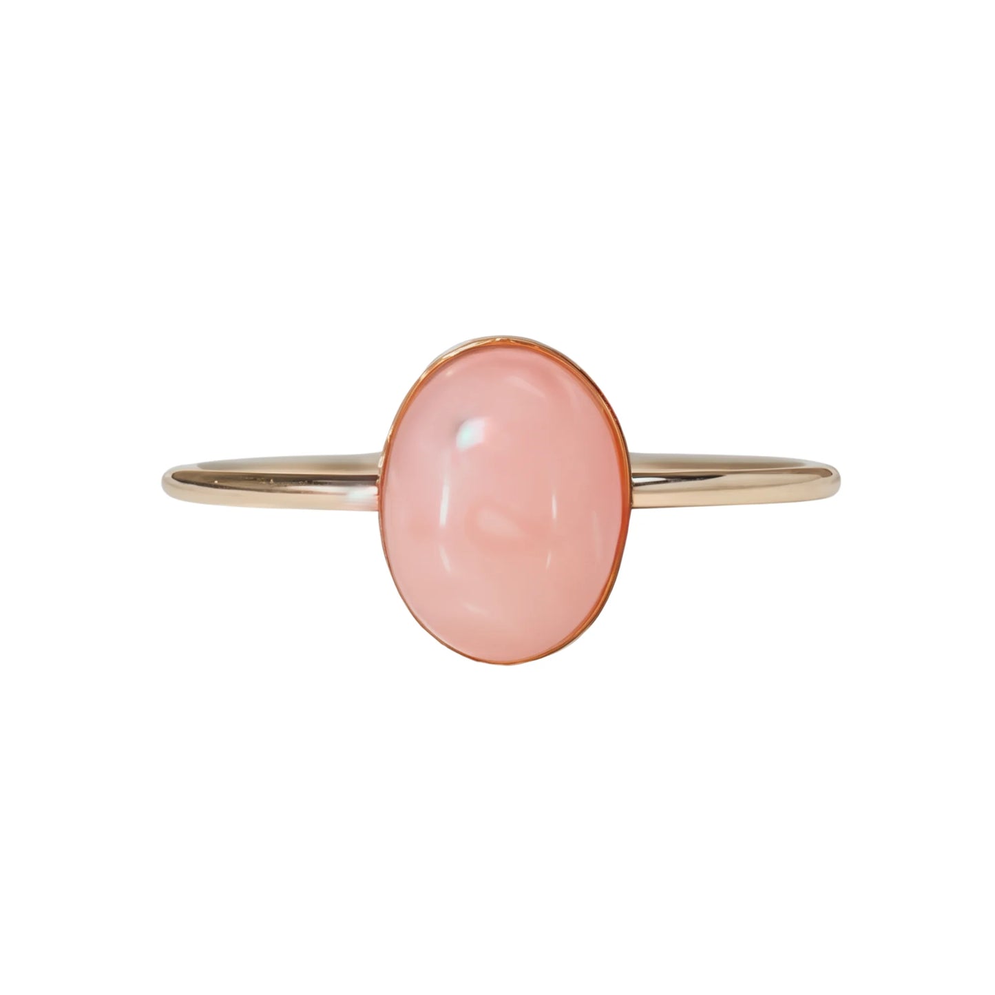 MXW natural oval pink opal October birthstone stacking ring in 14K gold-filled metal