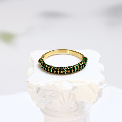 Pavé Emerald Arc Gold Ring