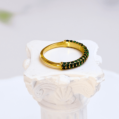 Pavé Emerald Arc Gold Ring