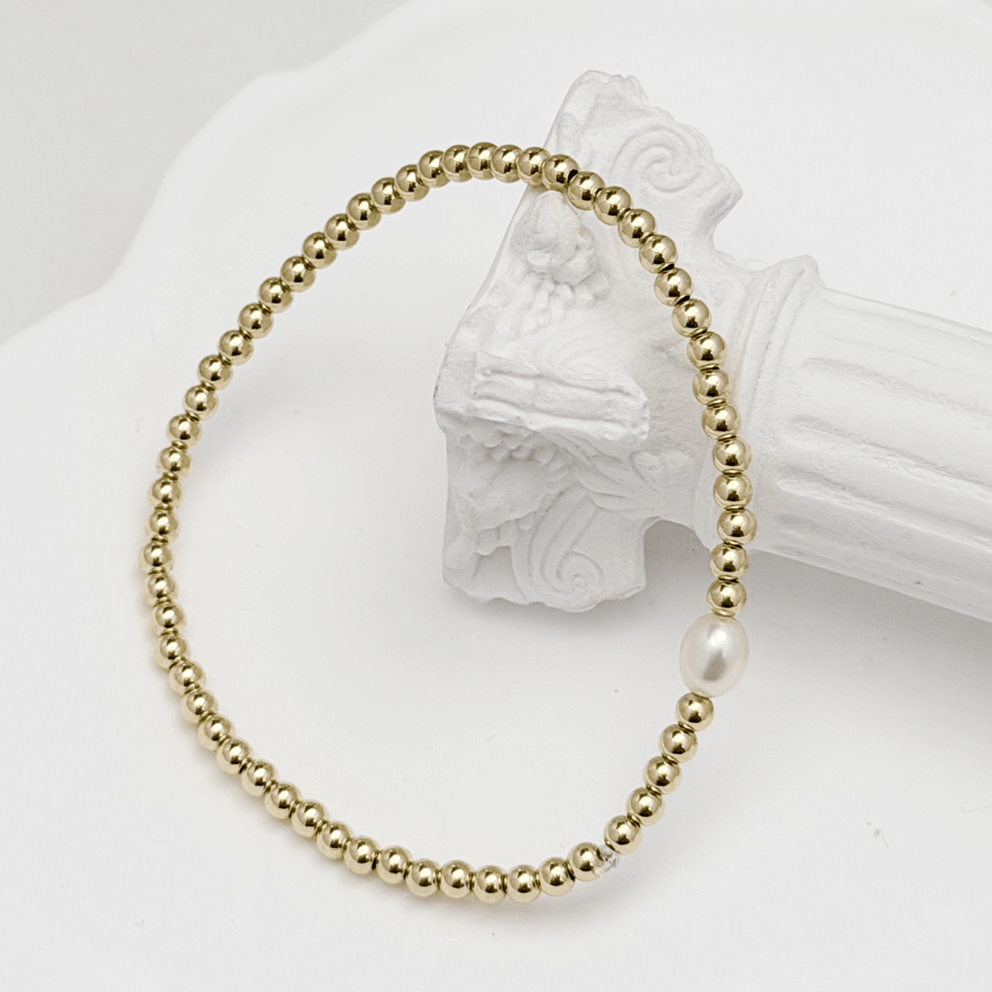 Pearl gold bead bracelet with baroque pearl – handmade in AU – MXW Jewellery