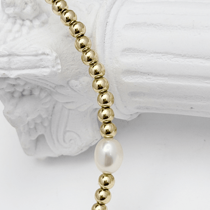 Pearl gold bead bracelet with baroque pearl – handmade in AU – MXW Jewellery