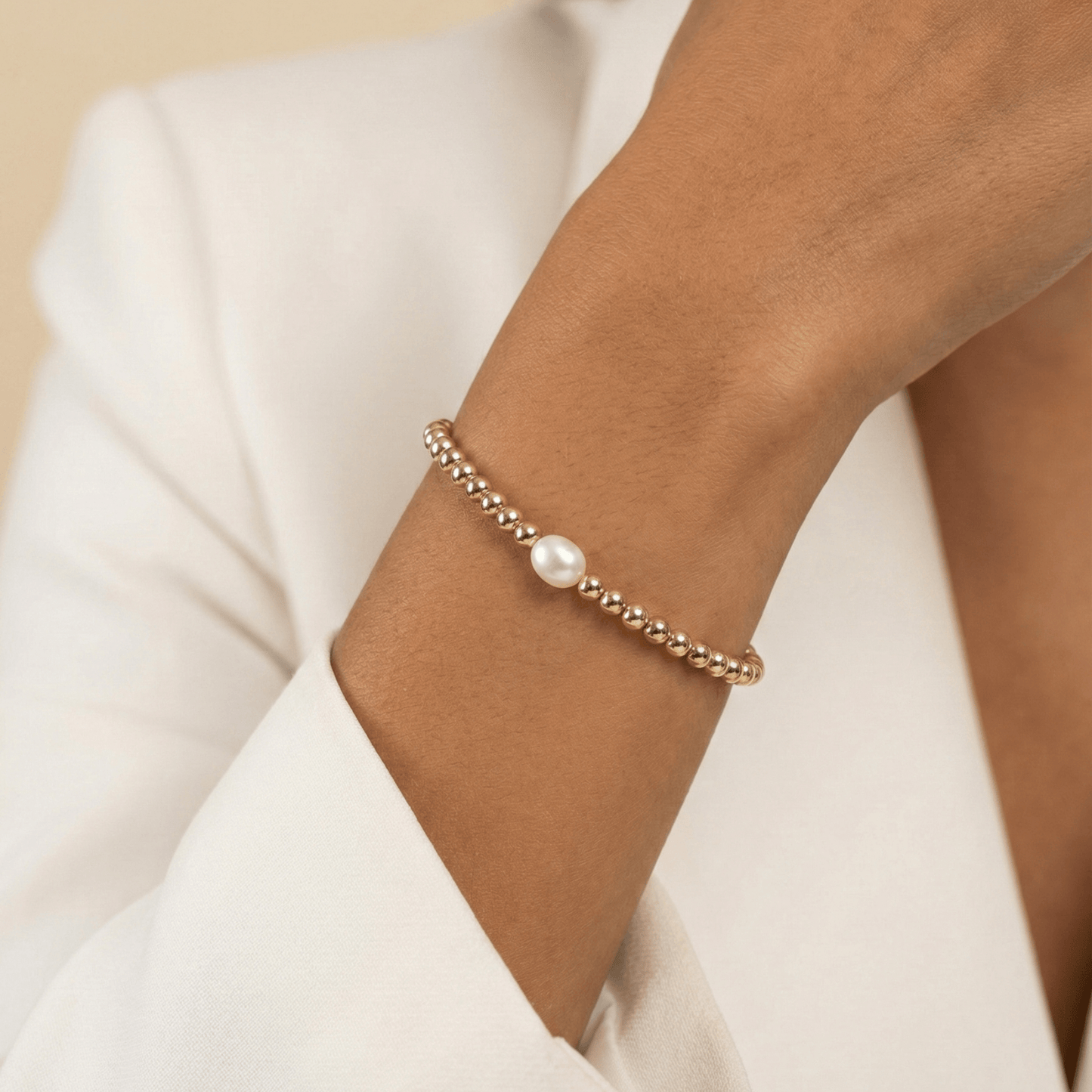 Pearl gold bead bracelet with baroque pearl – handmade in AU – MXW Jewellery