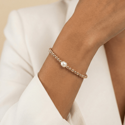 Pearl gold bead bracelet with baroque pearl – handmade in AU – MXW Jewellery