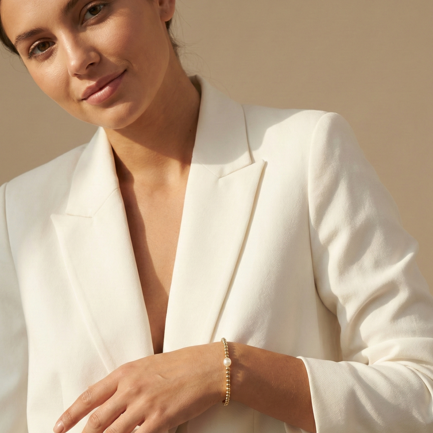 Pearl gold bead bracelet with baroque pearl – handmade in AU – MXW Jewellery