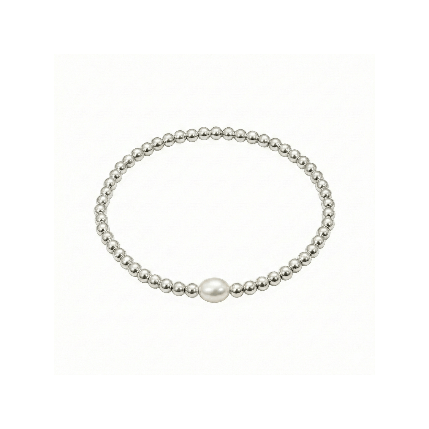 Pearl sterling silver bead bracelet with baroque pearl – handmade in AU – MXW Jewellery