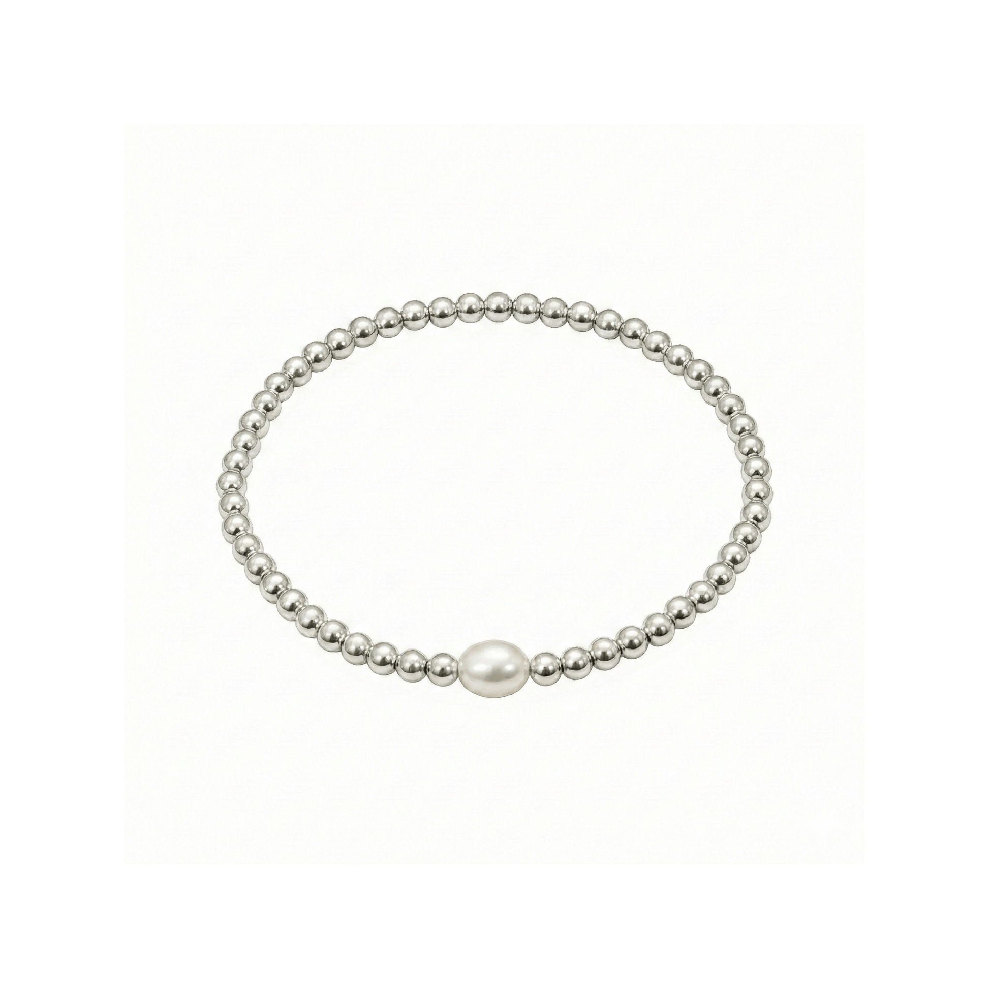 Pearl sterling silver bead bracelet with baroque pearl – handmade in AU – MXW Jewellery