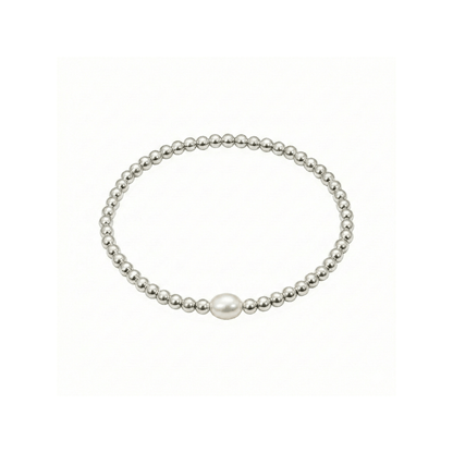 Pearl sterling silver bead bracelet with baroque pearl – handmade in AU – MXW Jewellery