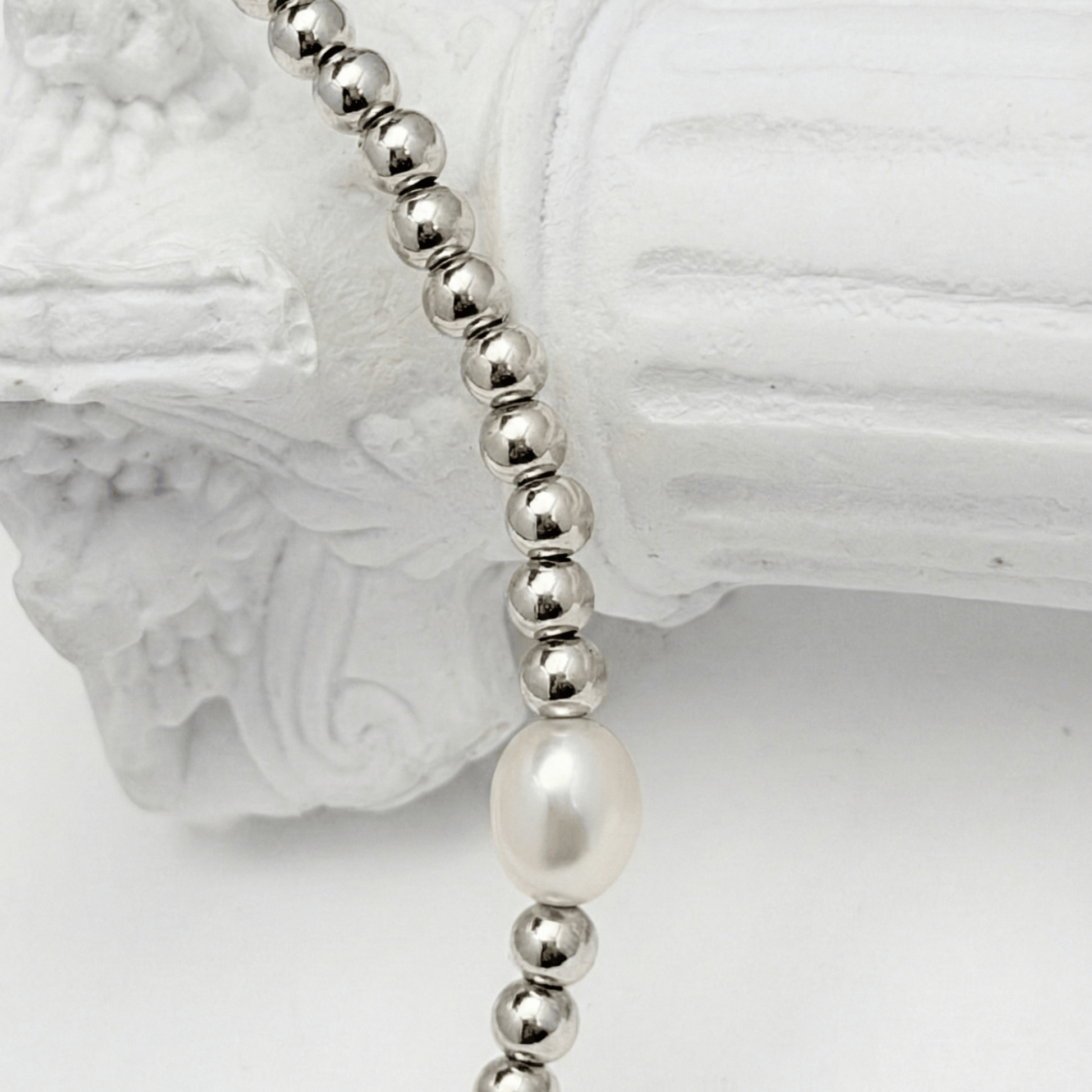 Pearl sterling silver bead bracelet with freshwater pearl – handmade in AU – MXW Jewellery