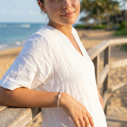 Pearl sterling silver bead bracelet with freshwater pearl – handmade in AU – MXW Jewellery