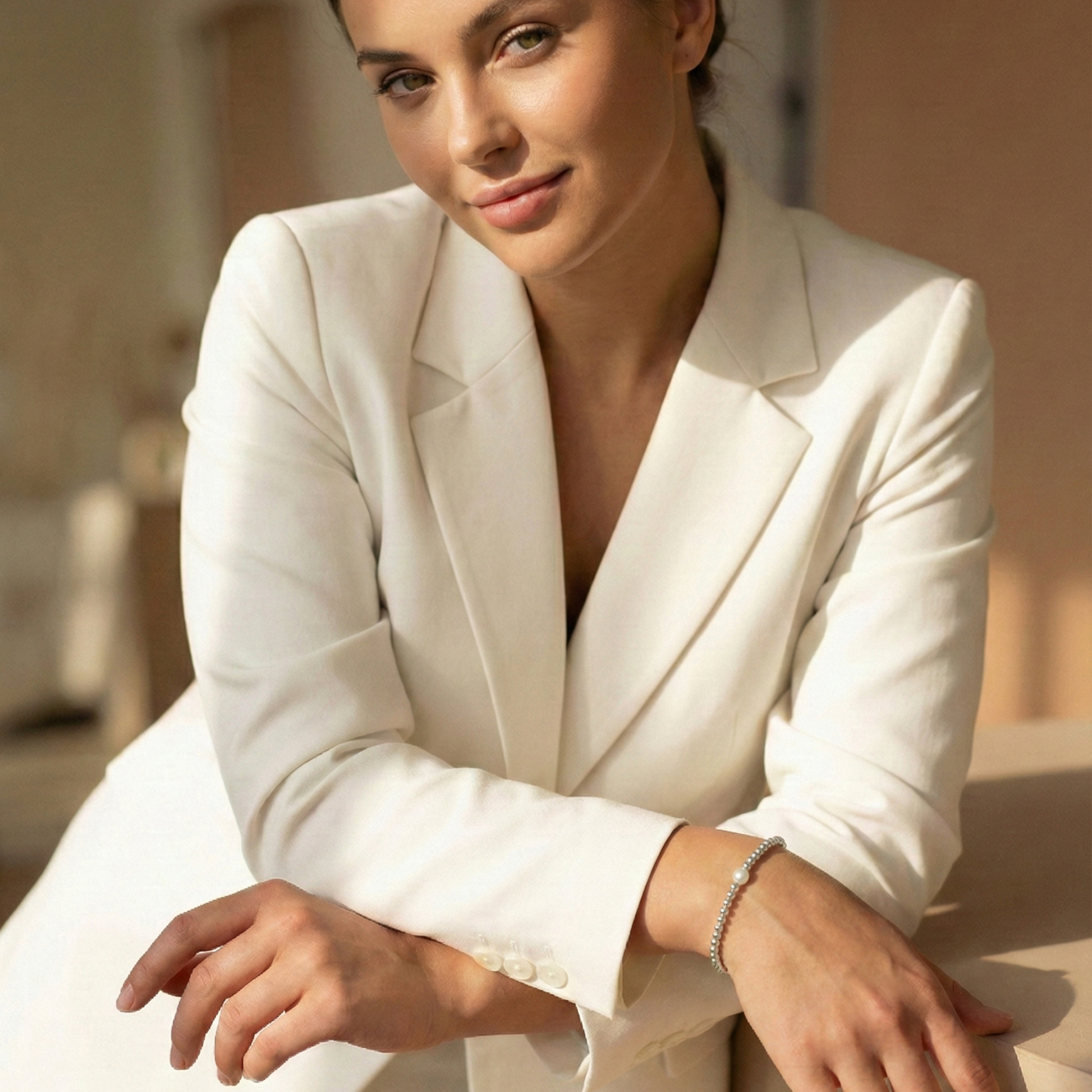 Pearl sterling silver bead bracelet with freshwater pearl – handmade in AU – MXW Jewellery