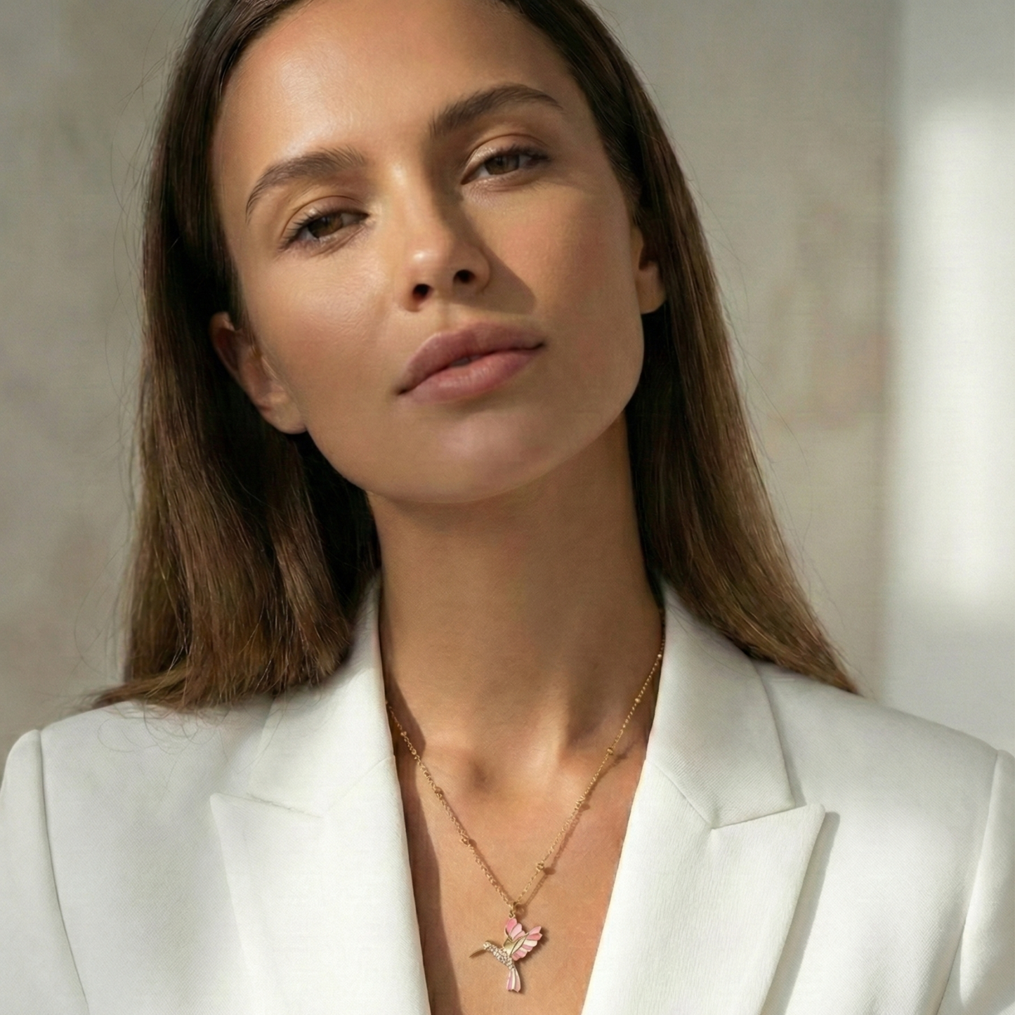 Pink Enamel Hummingbird Gold Necklace – MXW Jewellery