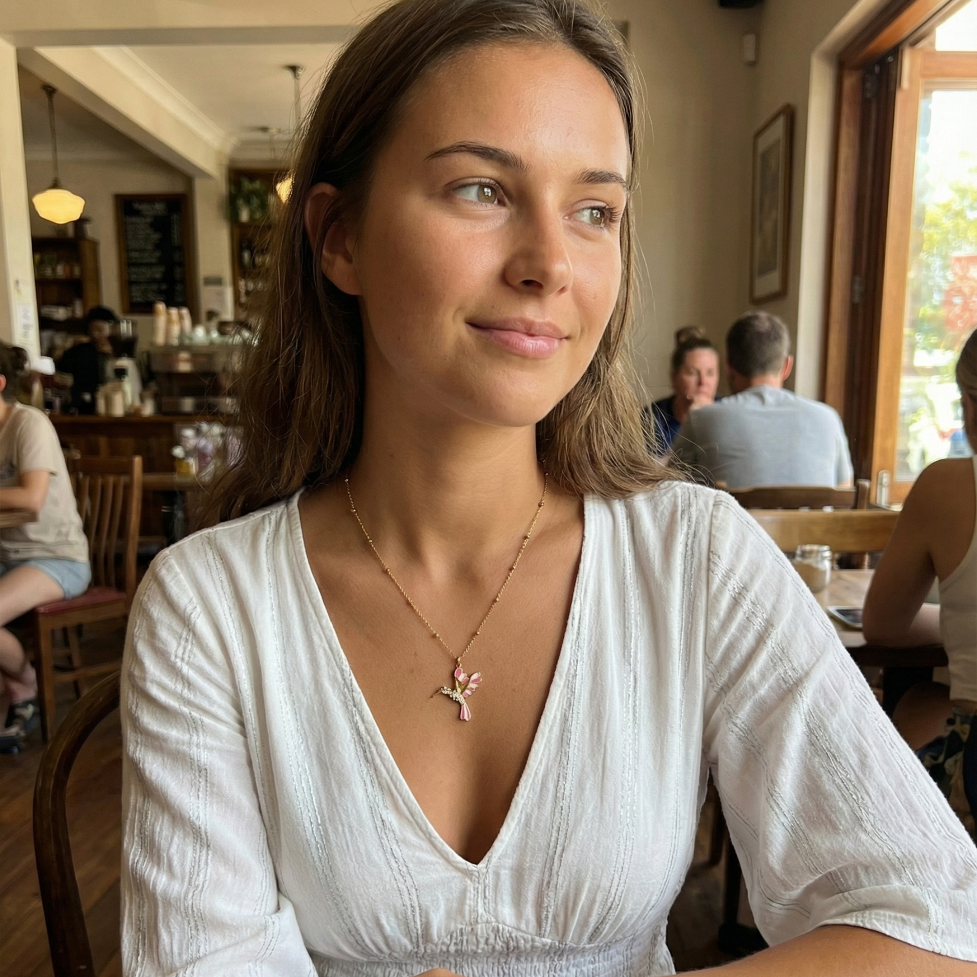 Pink Enamel Hummingbird Gold Necklace – MXW Jewellery