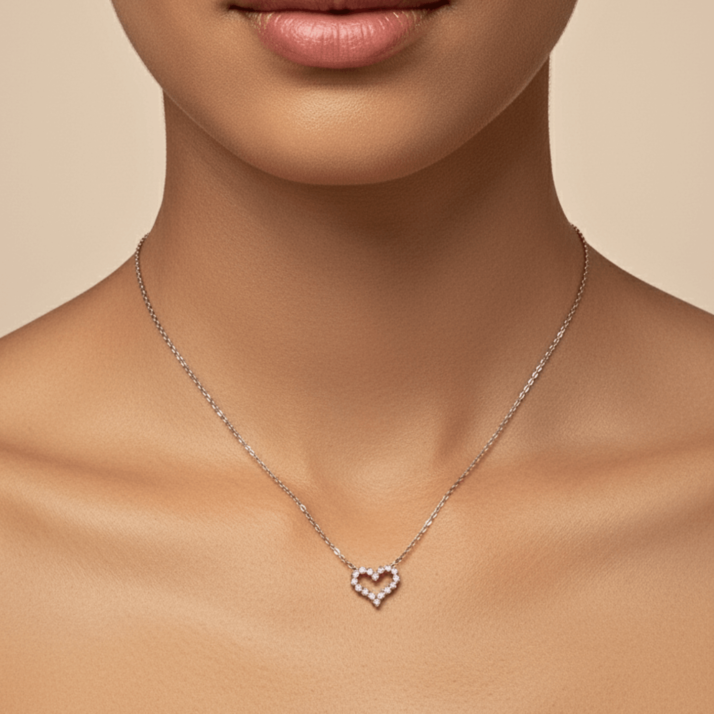 pink heart sparkle silver necklace with crystal heart pendant on fine silver chain